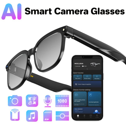 Smart Glasses 8MP Camera Eyewear with Photochromic Lenses, Translation, Object Recognition and Bluetooth Audio