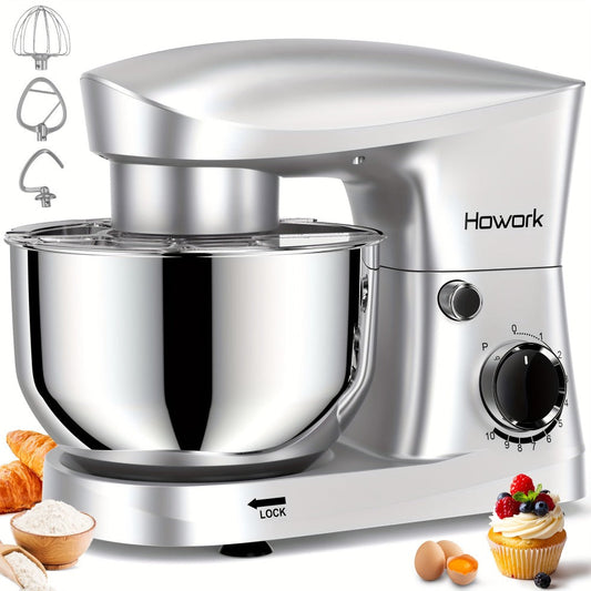 Stand Mixer 5QT, 10-Speed Electric Kitchen Mixer with Dough Hook, Flat Beater, Wire Whip & Pouring Shield
