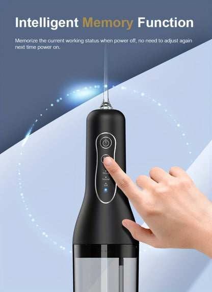 Water Flosser Cordless Oral Irrigator 4 Modes 4 Nozzles Rechargeable IPX7 Waterproof Portable Deep Cleaning Gum Care Dental Hygiene for Braces Travel Home Gift Black