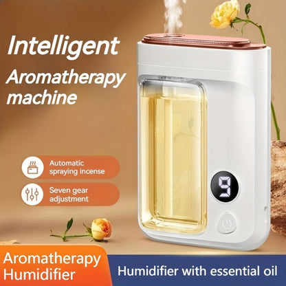 Essential Oil Aromatherapy Diffuser Set – Mini Humidifier with 7 Spray Levels, 1/4/8 Hour Timer, 5.07oz Capacity, Room Decor Scent Diffuser with Hilton, Gardenia, Ocean & Shangri-La Oils