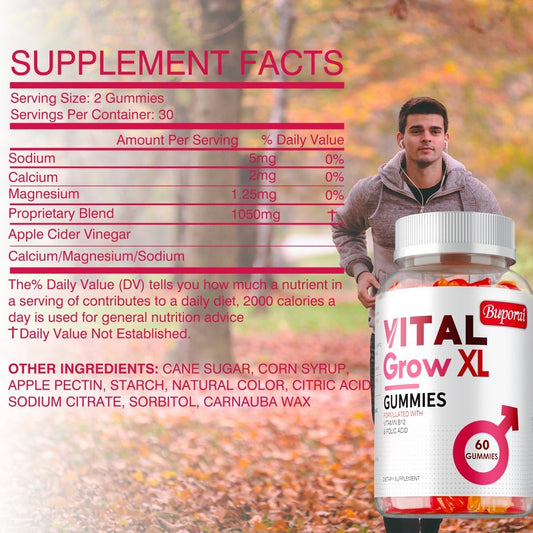 Dietary Supplement Men’s Gummies with Sodium, Calcium and Magnesium in a 60-Count Bottle for Daily Supplement Routines