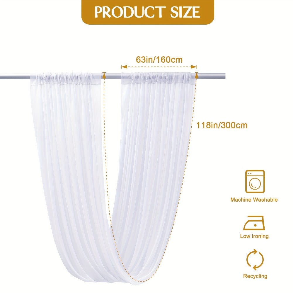 Six-Pack 63-by-118-Inch Sheer Chiffon Wedding Drape Curtains in 12 Source-Labeled Color Options