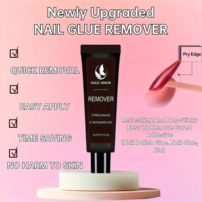 Press On Nail Glue with Remover Kit Super Strong 10g Clear Drying Adhesive for Acrylic False Nails Long Lasting Hold Nail Art Glue and Remover Set Salon Quality at Home