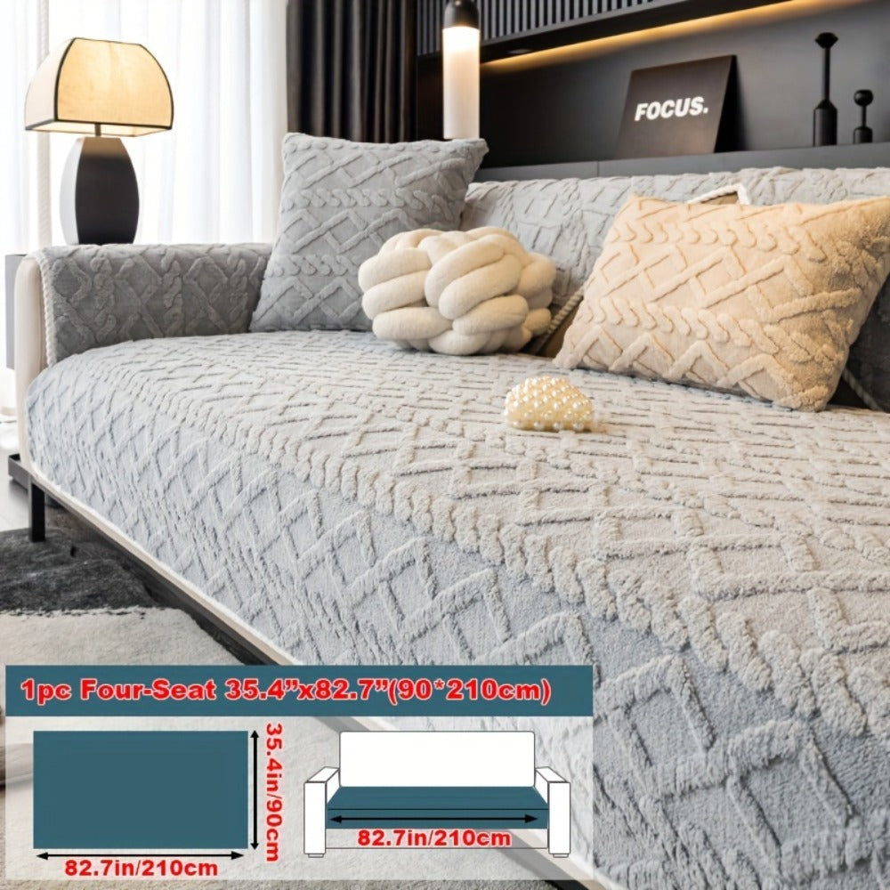 Sofa Cover Plush-Texture Modular Panels for Single to 4 Seats, Backrest, Armrest or Throw Pillow