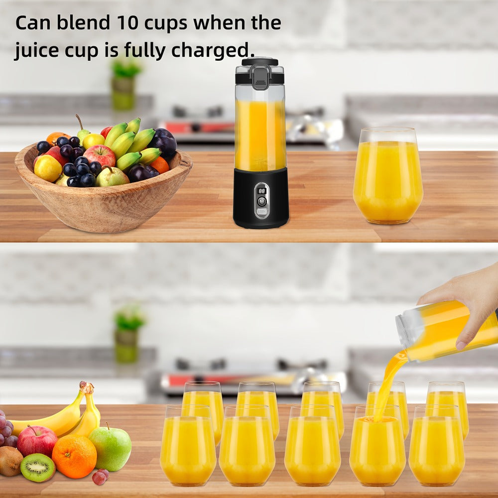 Portable Blender with Clear Cylindrical Cup, Digital Timer Display, Flip-Up Handle and Three Color Options
