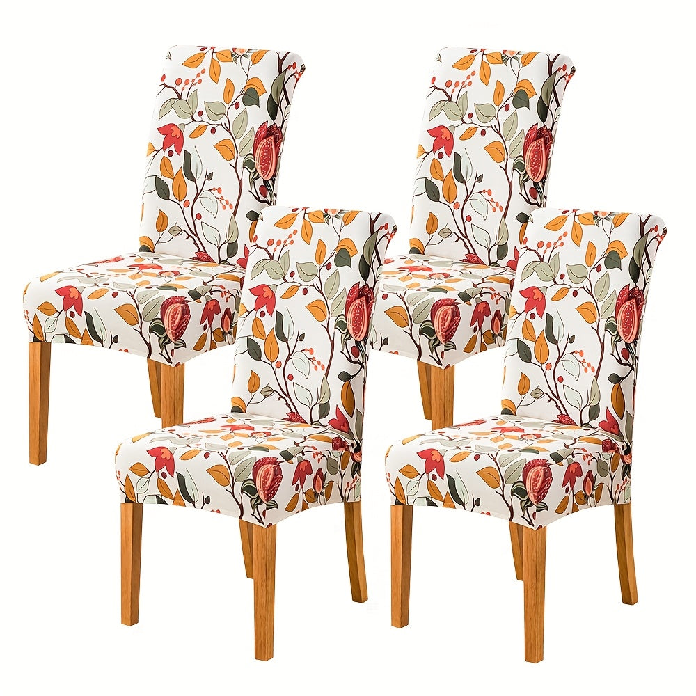 Printed Stretch Dining Chair Covers in Ten Patterns with Four- or Six-Piece Set Checkouts for Parsons Chairs