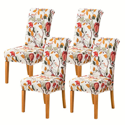 Printed Stretch Dining Chair Covers in Ten Patterns with Four- or Six-Piece Set Checkouts for Parsons Chairs