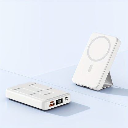 10000mAh Magnetic Power Bank with Folding Kickstand, Percentage Display and Multiple Charging Ports