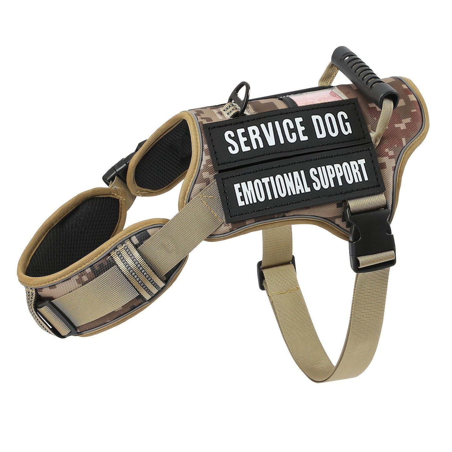 Tactical Dog Harness with MOLLE System & Control Handle Adjustable Reflective No-Pull Service Dog Vest for Walking Training - S M L in Khaki Red Black Linen Sky Blue