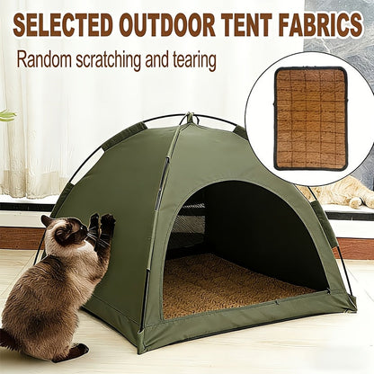 Fern-Green Dome Pet Tent with Folding Fabric Shell, Interior Mat and Three Square Size Options