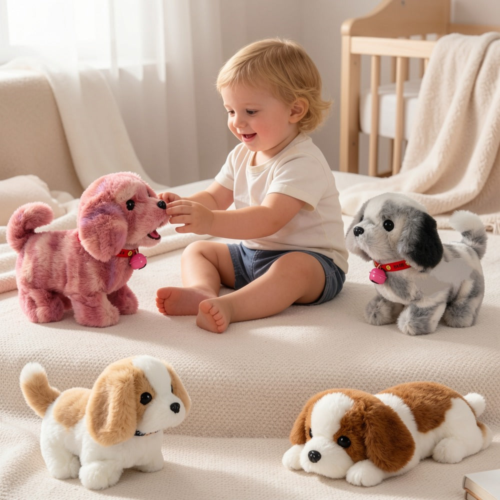 Electronic Walking Plush Animal Toys with Nine Dog, Cat or Chick Styles and Boxed or Boxless Options