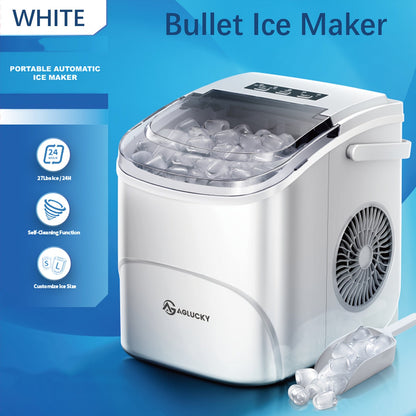 Countertop Bullet Ice Maker with 26 lb Daily Label, Cleaning Cycle and Four Color Selections