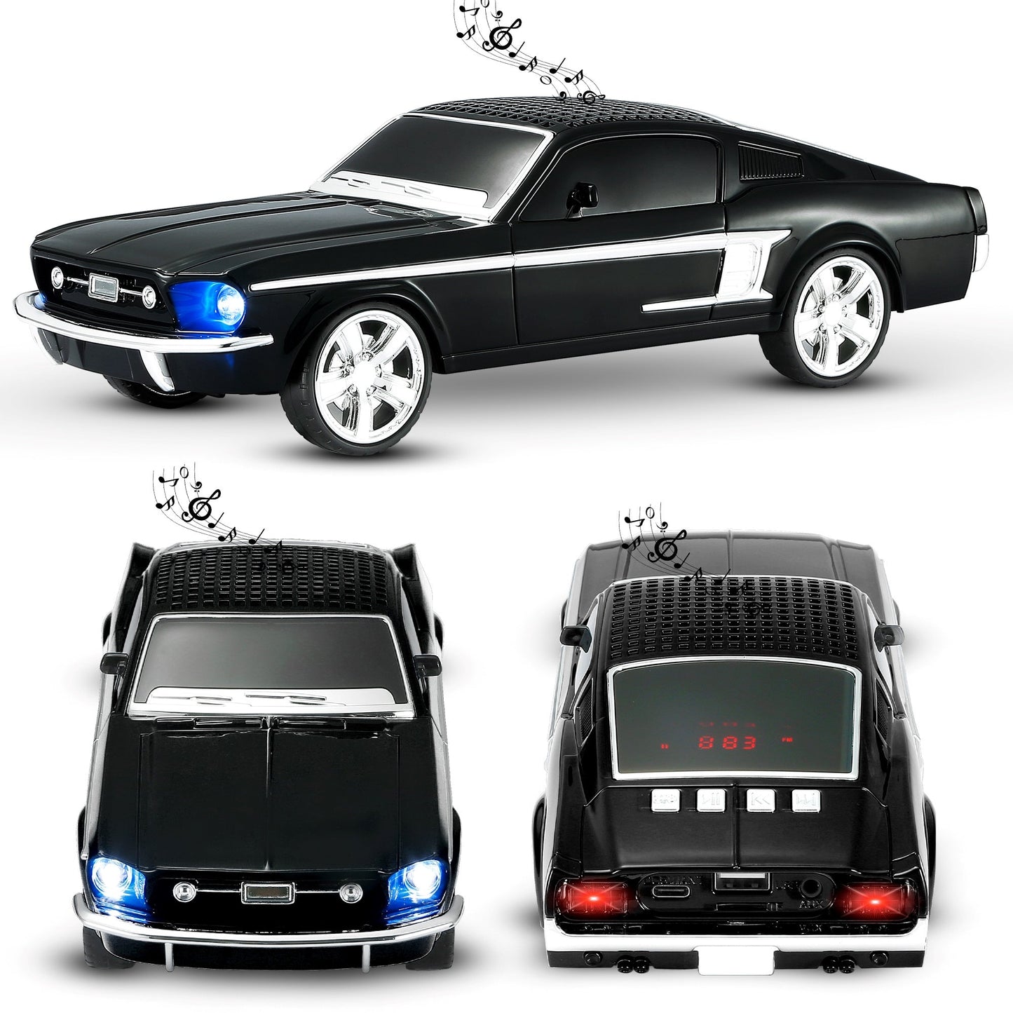 Fuzix WS-1967 Classic Car Bluetooth Speaker with LED Lights | Retro Replica Wireless Stereo, FM Radio, USB/TF/AUX, Built-in Mic, Rechargeable – Novelty Gift for Car Enthusiasts, Home, Travel & Parties