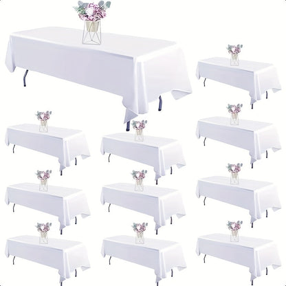 White Rectangular Tablecloth Set with Ten 60 x 102-Inch Covers for Banquet and Party Tables