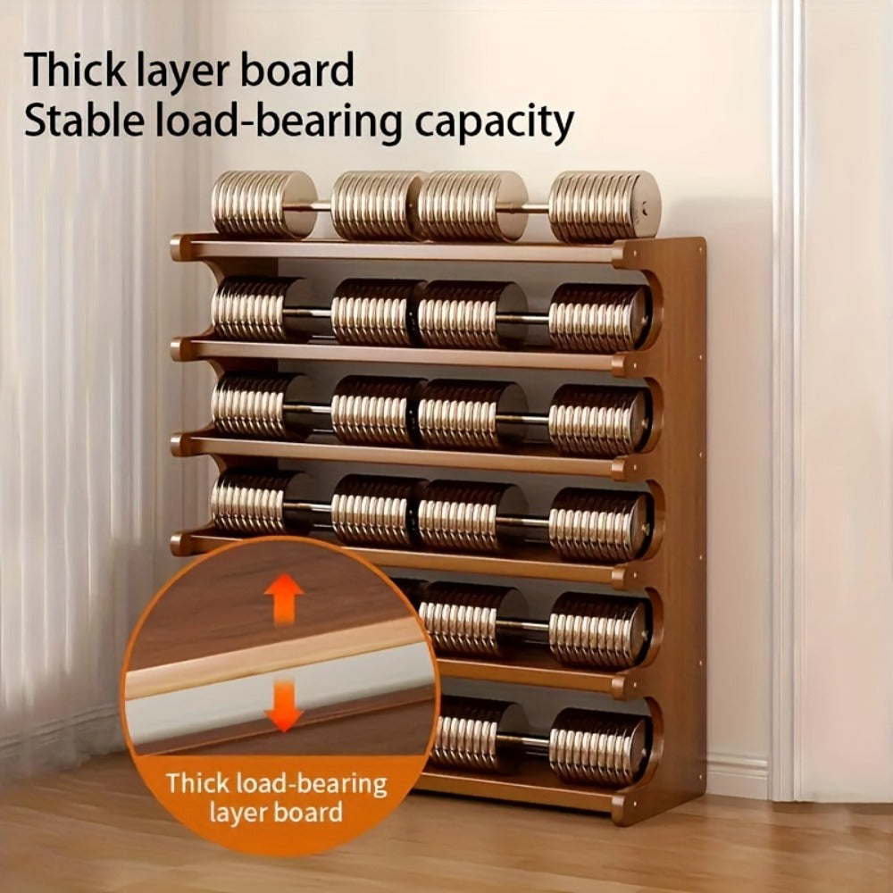 Shoe Rack Wood-Grain Freestanding Organizer with 3-Tier, 5-Tier or 6-Tier Brown Height Options