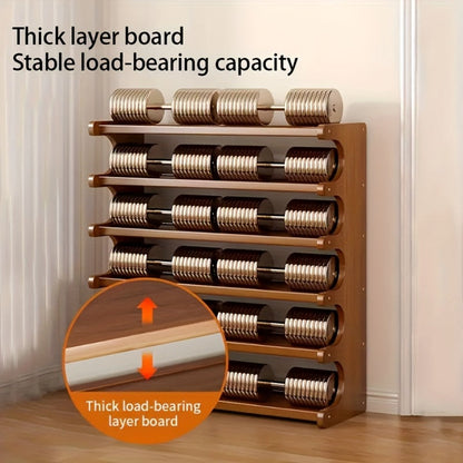 Shoe Rack Wood-Grain Freestanding Organizer with 3-Tier, 5-Tier or 6-Tier Brown Height Options