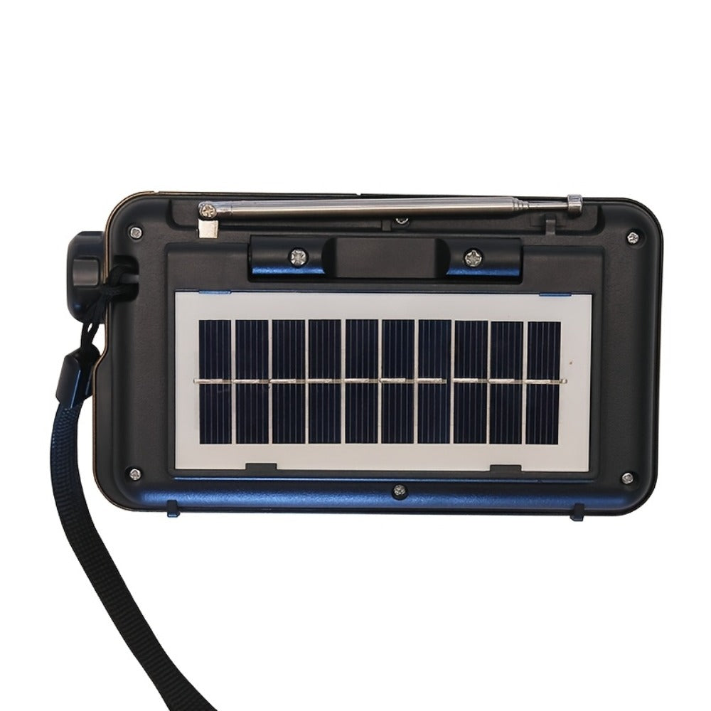 Retro FM Radio Speaker with Solar Panel, Bluetooth, USB and TF Card Playback in Black or Brown