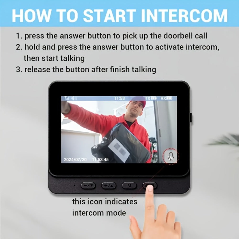 Smart Video Doorbell Wireless Touchscreen Display, Motion Detection 2-Way Audio Local Storage No Subscription