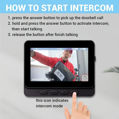 Smart Video Doorbell Wireless Touchscreen Display, Motion Detection 2-Way Audio Local Storage No Subscription
