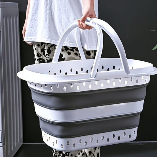 Collapsible Laundry Basket 16 Gallon with Handles – Foldable Plastic Laundry Hamper, Space-Saving Portable Dirty Clothes Basket for Bathroom, Bedroom & Laundry Room