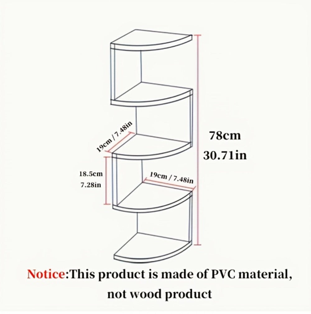 Wall-Mounted Alternating Corner Shelf in White Five-Tier or White and Black Three-Tier Options
