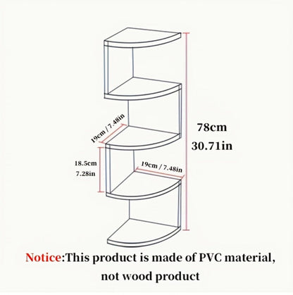 Wall-Mounted Alternating Corner Shelf in White Five-Tier or White and Black Three-Tier Options