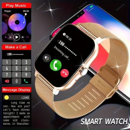 Smartwatch Gift with Metal Strap, Wireless Calling, Music Player and App Alerts in Four Colors