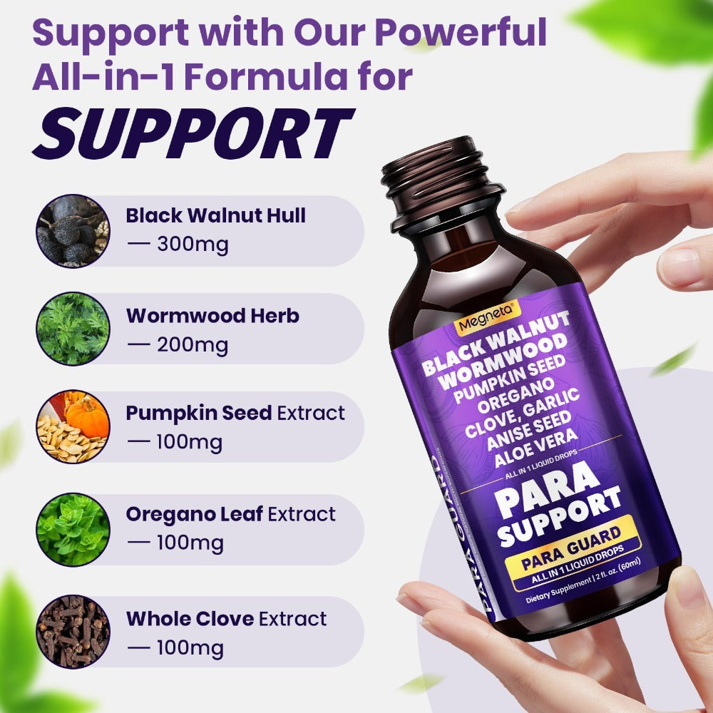 Herbal Supplements with Megneta Label, Black Walnut Clove Garlic Turmeric Pumpkin Seed Oregano Drops