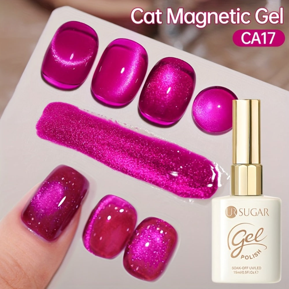 15ml CA14 Cat Eye Gel Polish in Plum Bordeaux with Magnetic Color Effect and UV/LED Lamp Curing Label