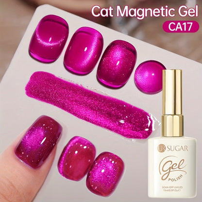 15ml CA14 Cat Eye Gel Polish in Plum Bordeaux with Magnetic Color Effect and UV/LED Lamp Curing Label