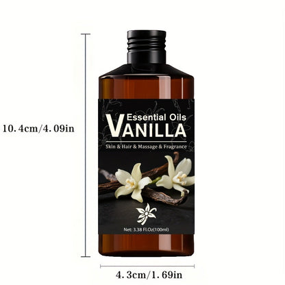 Vanilla Essential Oil 100ml Pure Natural Aromatherapy Plant Extract — Diffuser Massage Skin Care Relaxation Stress Relief Calming Scent Home Fragrance Gift