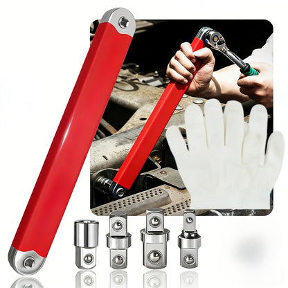 Zero Offset Extension Wrench Set 15-Inch – Impact-Ready 3/8" Ratchet Wrench with 1/2", 1/4" & 3/8" Drive Adapters, Narrow Space Auto Repair Tool, Multiple Colors