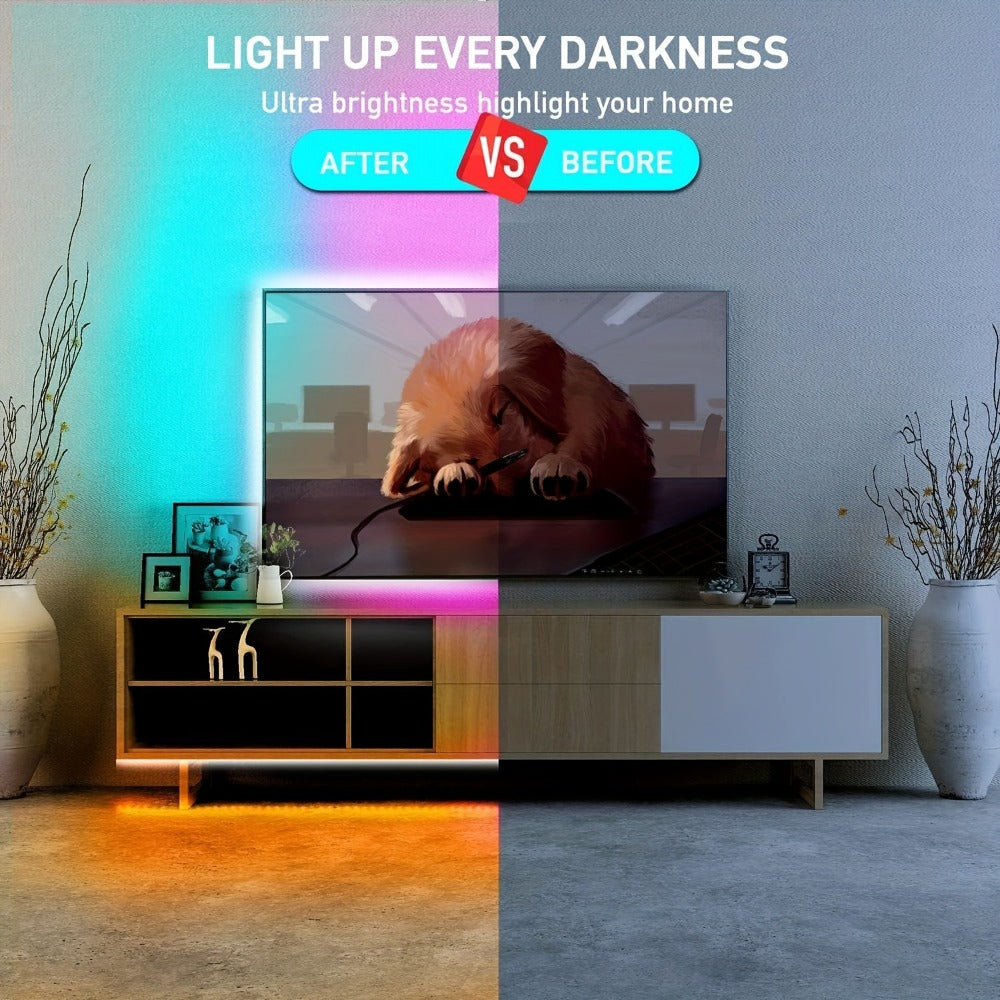 RGB LED Strip Lights for Party Wedding Event with 44-Key Remote - Colorful Color Changing Dimmable 50FT 100FT for Bedroom Kitchen Bar Holiday Home Decoration