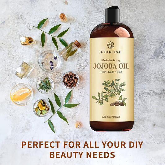 Jojoba Oil for Face Skin & Hair 200ml Cold Pressed Pure — Non-Comedogenic Deep Moisturizing Carrier Oil, Non-Greasy Sebum Balancing Formula, All Skin Types Acne-Prone Sensitive Dry Oily, Men & Women