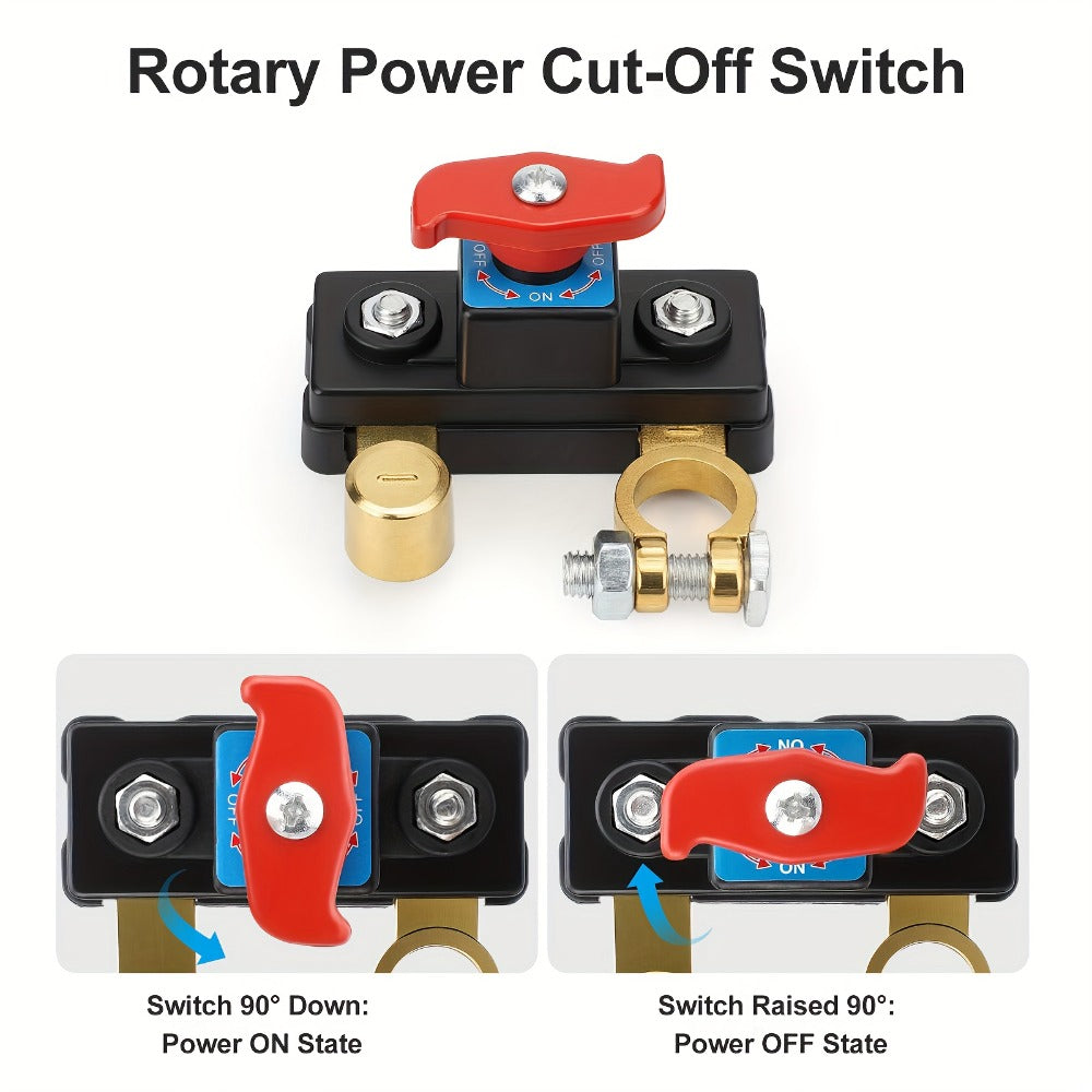 Battery Disconnect Switch 2pcs – Rotary Isolator Cut-Off for 12V & 24V Systems, Brass Corrosion-Resistant, Fits Cars Trucks Boats – No-Tool Installation