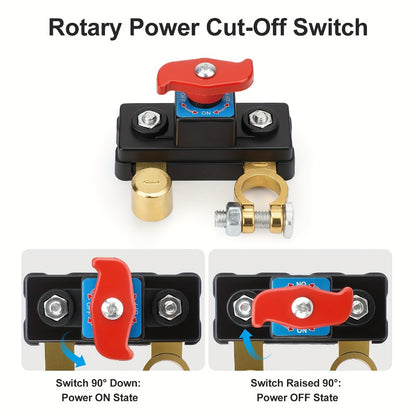 Battery Disconnect Switch 2pcs – Rotary Isolator Cut-Off for 12V & 24V Systems, Brass Corrosion-Resistant, Fits Cars Trucks Boats – No-Tool Installation