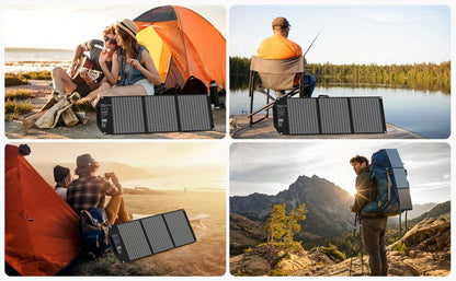 Portable Solar Panel Charger 30W 60W 100W Foldable Camping Solar Charger with 18V MC4 Dual USB-A QC3.0 USB-C PD18W Ports for Camping RV Hiking Outdoor Power Bank Charging