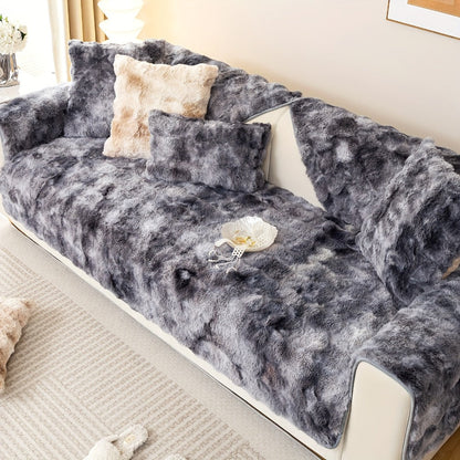 Sofa Cover, Faux-Lamb Plush Gradient Couch Pad in Five Colors with Armchair, Backrest and Seat Sizes