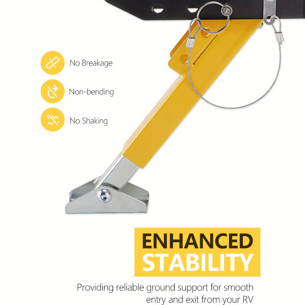 RV Step Stabilizer Kit – Adjustable Foldable Ladder Support for 5th Wheel, Travel Trailer & Motorhome, Eliminates Bounce, Protects Entry Steps, Easy 15-Min Install