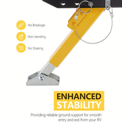 RV Step Stabilizer Kit – Adjustable Foldable Ladder Support for 5th Wheel, Travel Trailer & Motorhome, Eliminates Bounce, Protects Entry Steps, Easy 15-Min Install