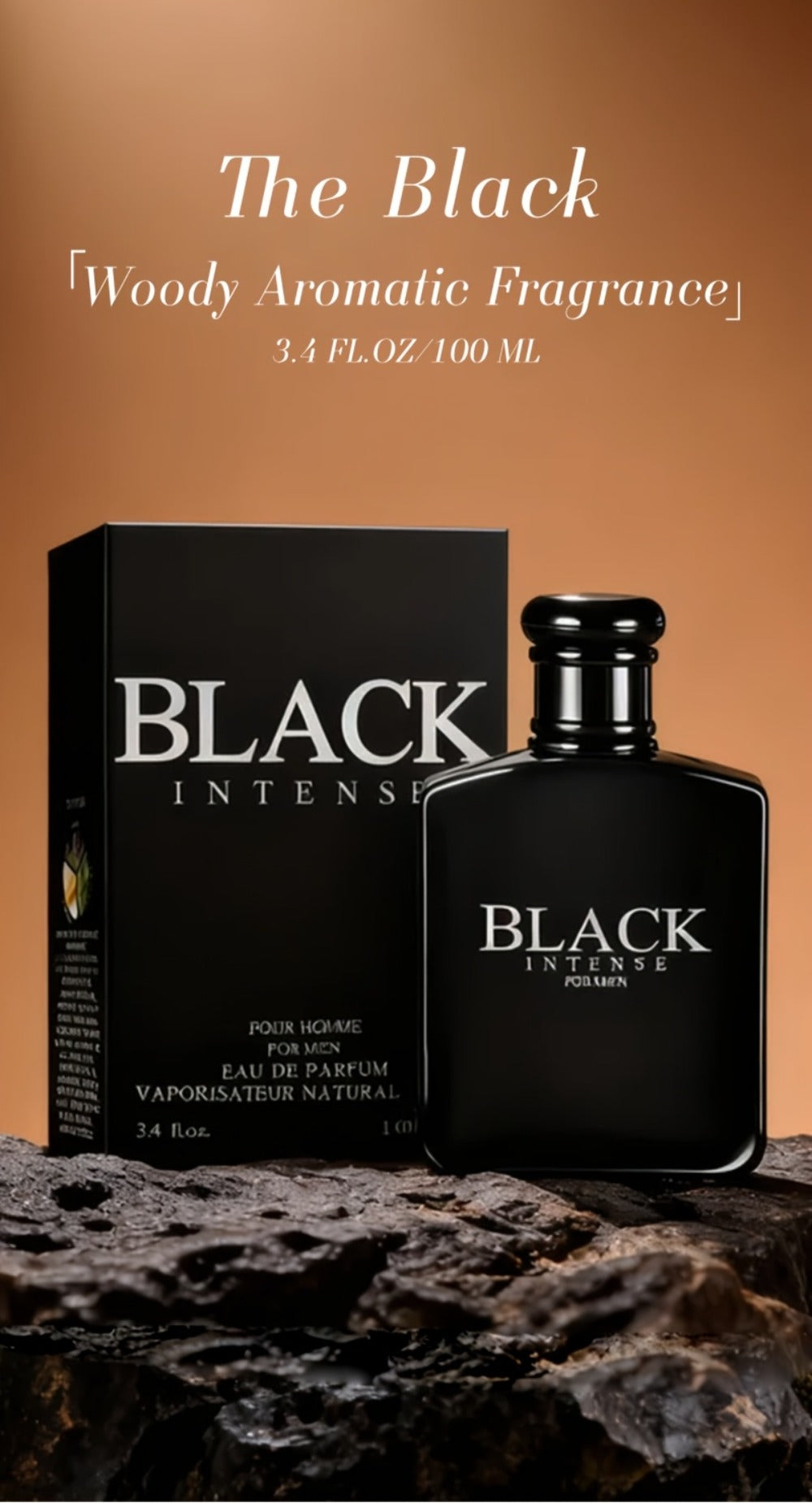 Men's Cologne Black Intense 100ml Eau de Toilette Two-Bottle Set in Matching Black Spray Bottles