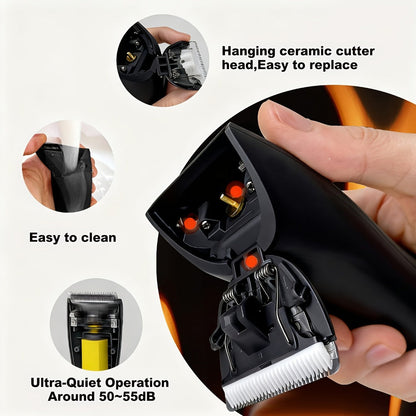 Ceramic-Blade Body Hair Trimmer with IPX7 Rating, LCD Battery Display and Black, Blue or White Housings