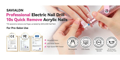 40,000 RPM Rechargeable Nail Drill in Bright Pink with 4000 mAh Battery, LCD Display and Tool Set
