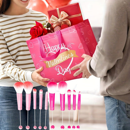 Makeup Brush Set, 15-Piece Bead-Ready Metal Handle Collection with Powder, Blush, Eyeshadow and Angled Brush Shapes