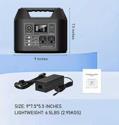 Portable Power Station 256Wh 300W Compact Unit with AC, DC, USB Outputs and Multi-Mode LED Light