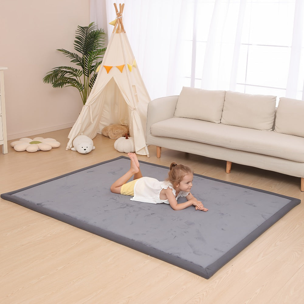 Padded Tatami-Style Area Rug in Six Solid Colors with 50-Inch Square to 79 x 118-Inch Sizes