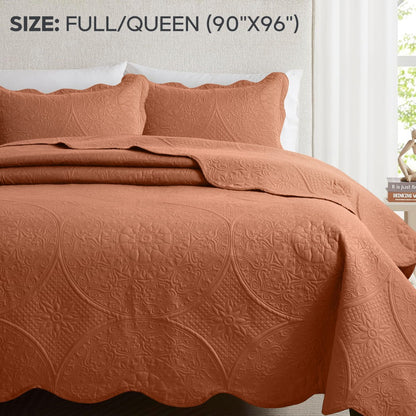Quilted Bedspread Set 3 Piece – Soft Floral Coverlet with Pillow Shams, Lightweight Breathable Quilt for Bedroom & Guest Room, All Season Bed Cover