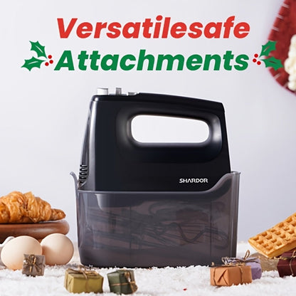 Six-Speed Electric Hand Mixer, 250 W with Five Stainless Steel Attachments and Storage Case in Three Colors