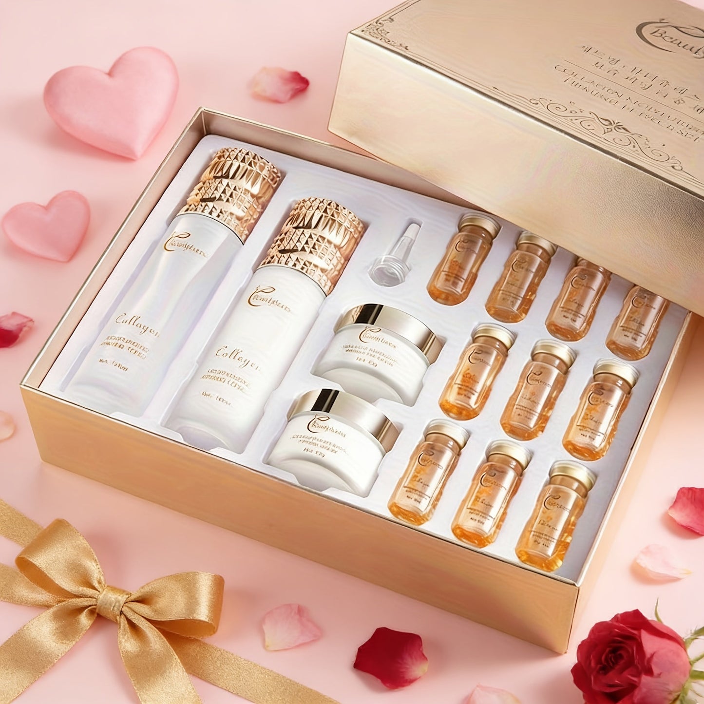 Skincare Set with Beautyluress Label, 14 Collagen Hyaluronic Acid and Niacinamide Product Pieces