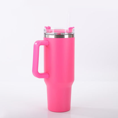 40 oz Insulated Stainless Steel Tumbler with Handle and Straw Lid in 15 Checkout Color Options